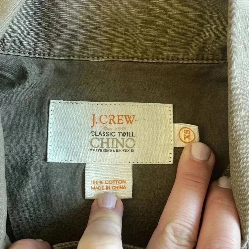 J.Crew Classic Twill Chino Full Zip Military Utility Cinch Jacket Brown Sz XS